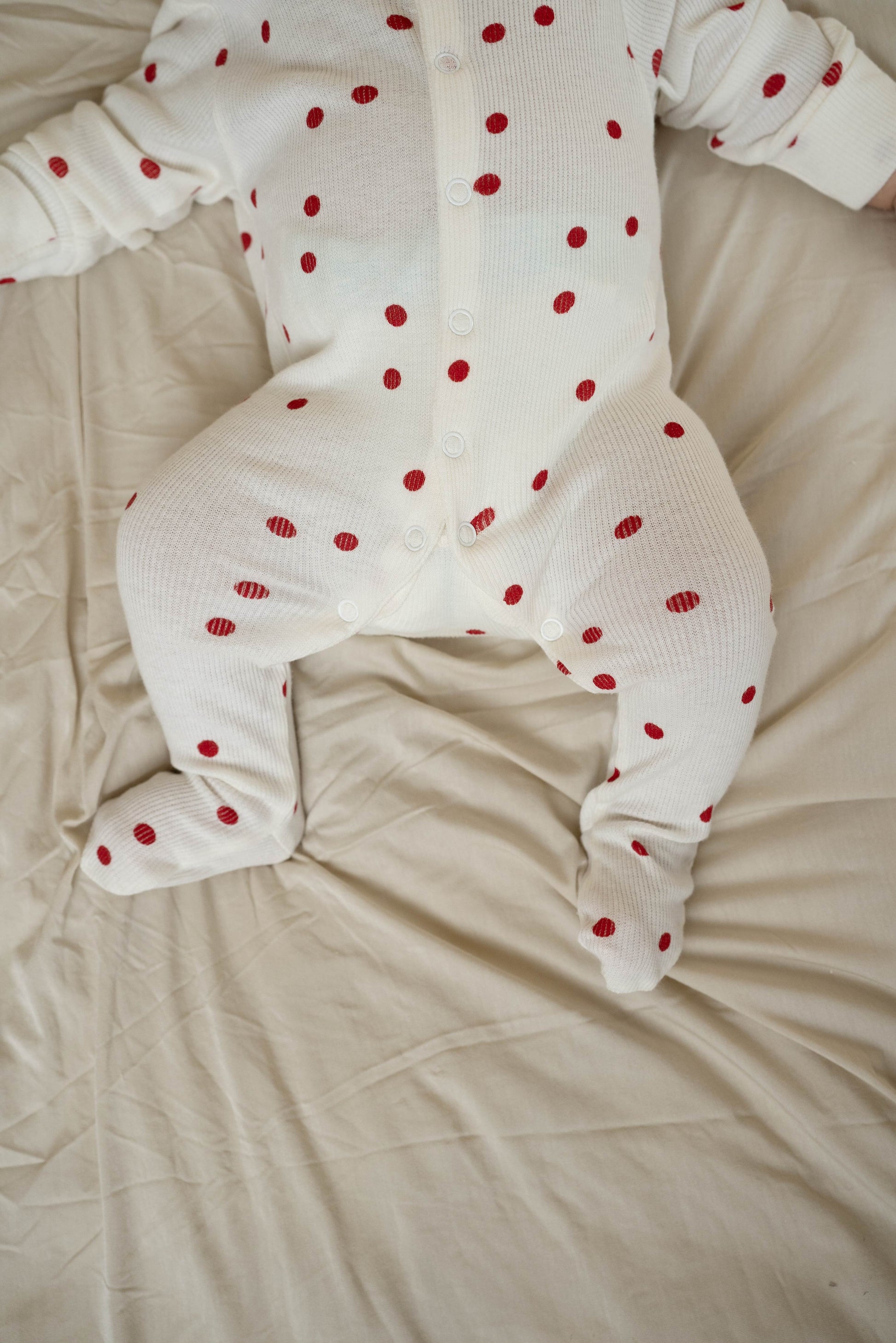 Playful Polka Dot (White & Red) - Sleep Suit