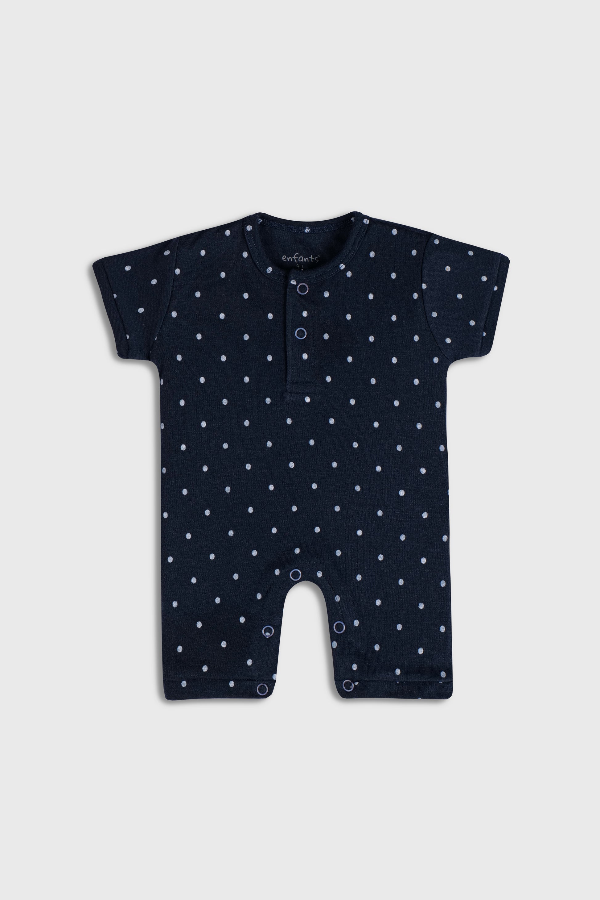 Playful Polka Dot (Navy Blue White) Romper – enfants