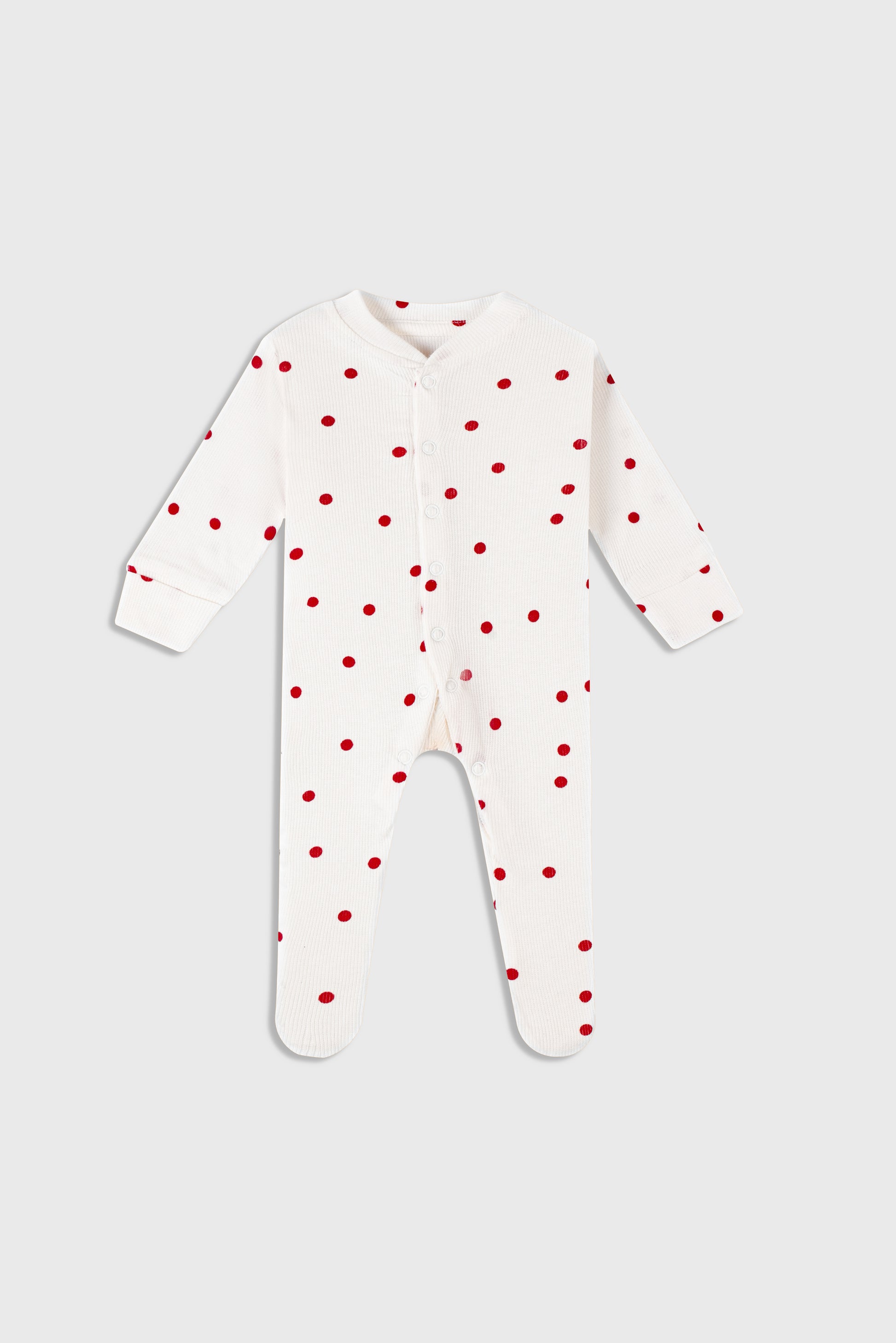 Playful Polka Dot (White & Red) - Sleep Suit