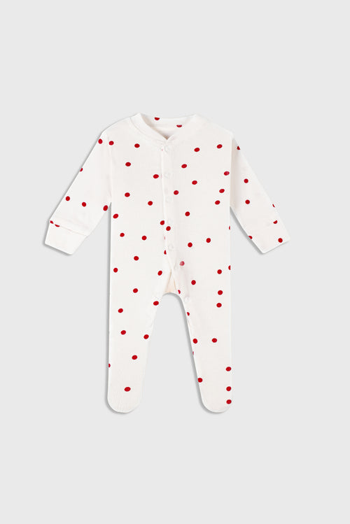 Playful Polka Dot (White & Red) - Sleep Suit