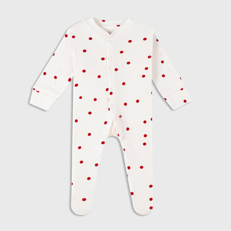 Playful Polka Dot (White & Red) - Sleep Suit