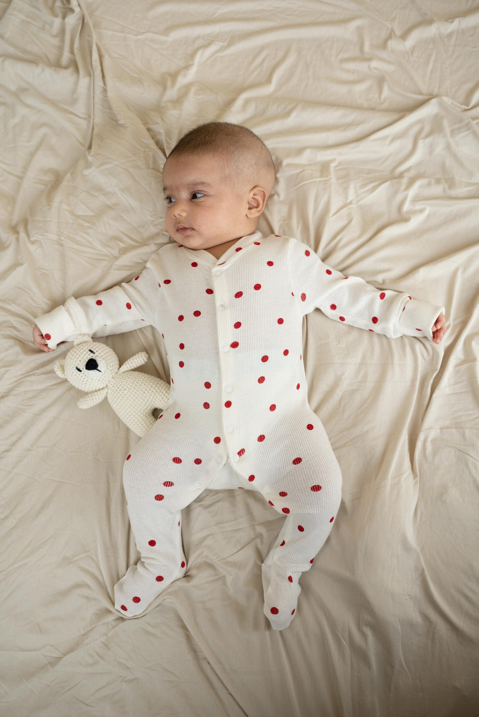 Playful Polka Dot (White & Red) - Sleep Suit