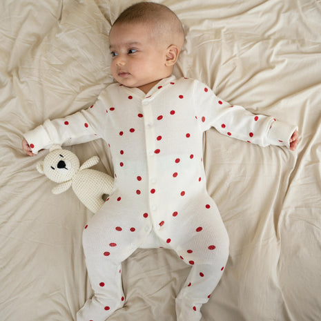Playful Polka Dot (White & Red) - Sleep Suit