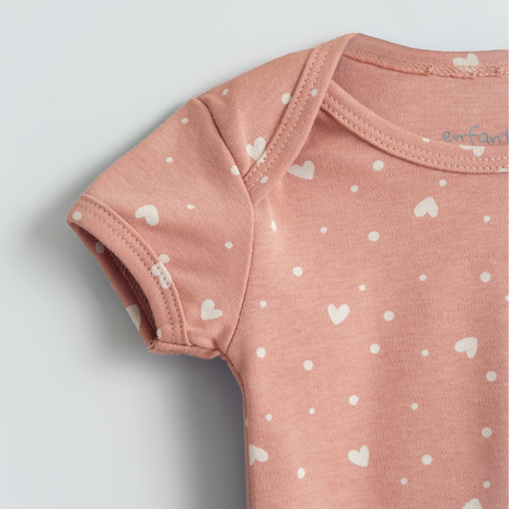 Coral Polka Heart Bodysuit