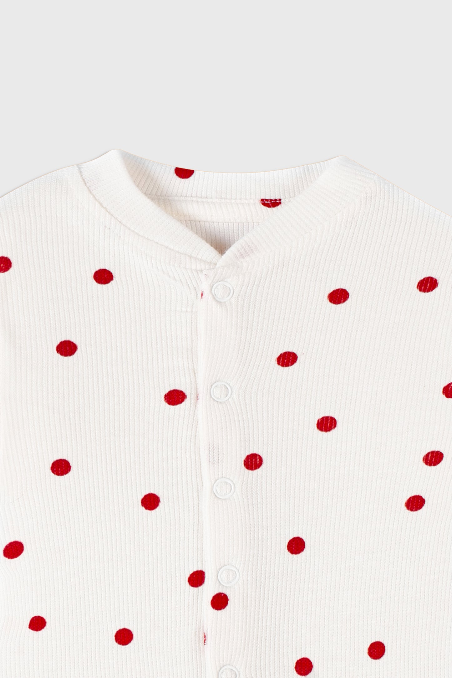 Playful Polka Dot (White & Red) - Sleep Suit