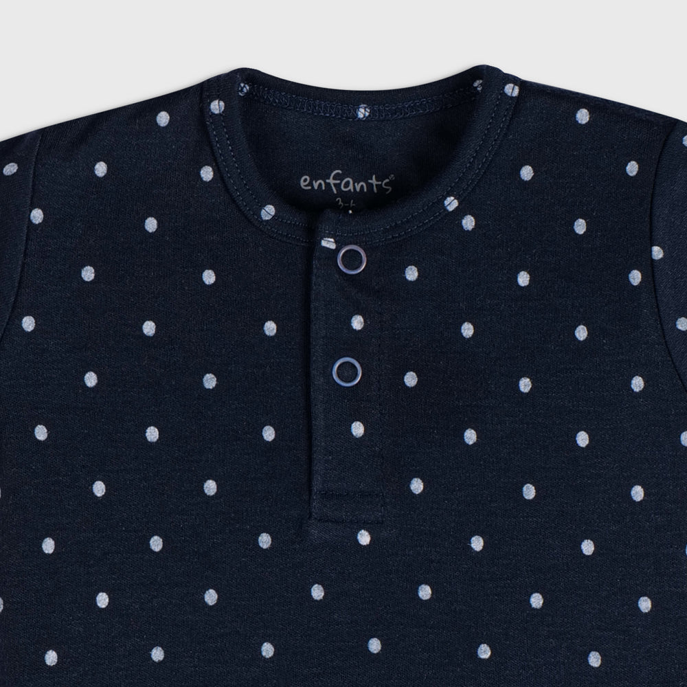 Playful Polka Dot (Navy Blue & White) - Romper