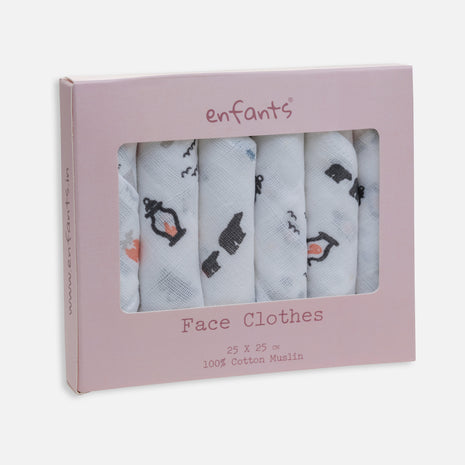 Tiny Tots Face Cloths 6 Pcs Pack