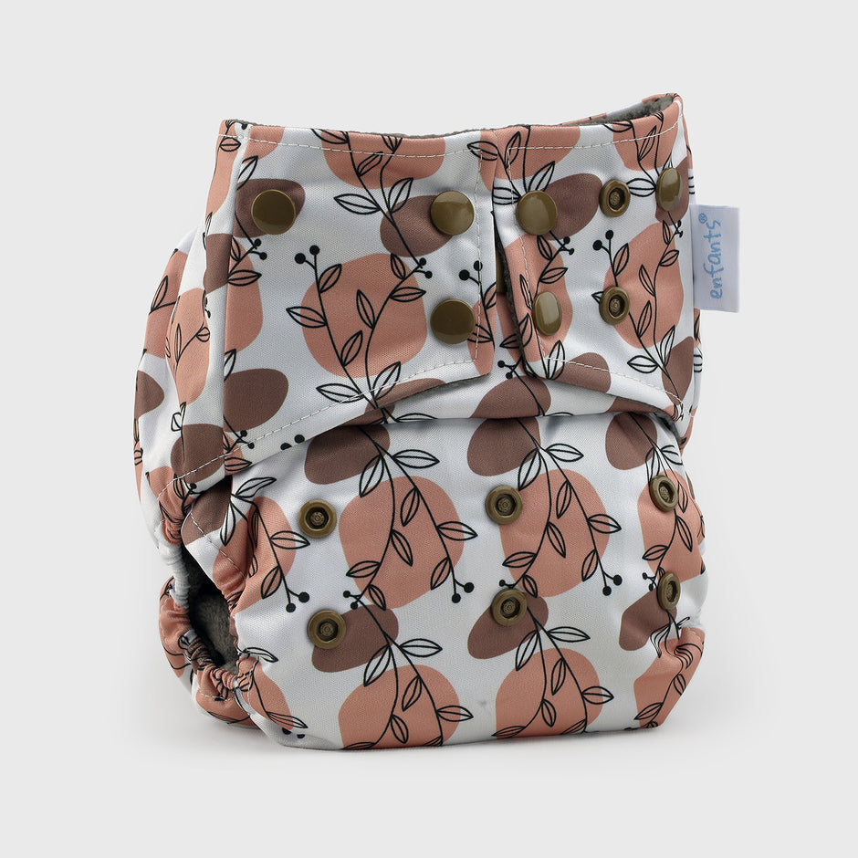 Terracitta Vine Grey Polar Fleece Reusable Diaper