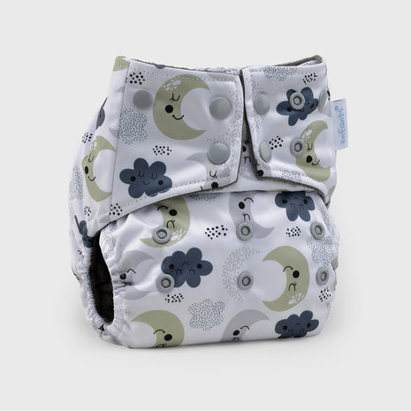 Sleepy Skies Grey Polar Fleece Reusable Diaper