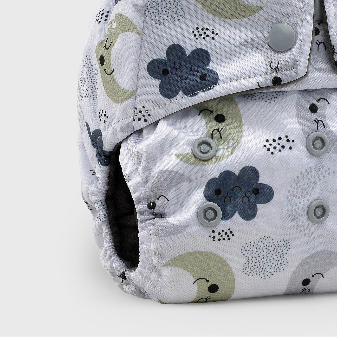 Sleepy Skies Grey Polar Fleece Reusable Diaper