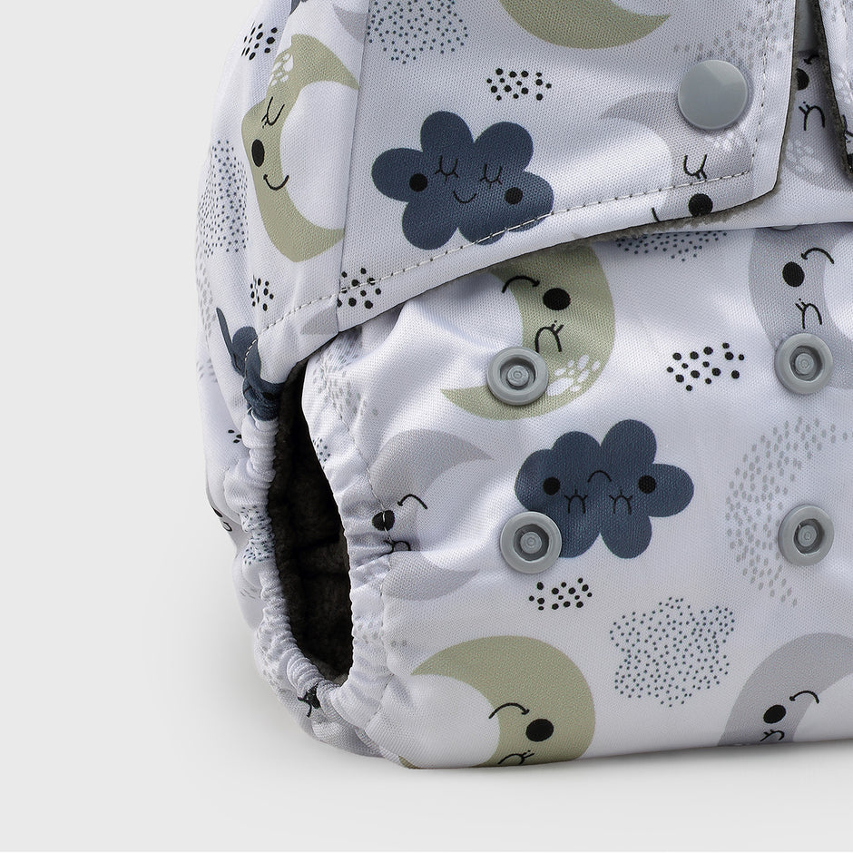 Sleepy Skies Grey Polar Fleece Reusable Diaper