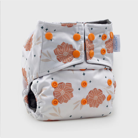 Rustic Rose Grey Polar Fleece Reusable Diaper