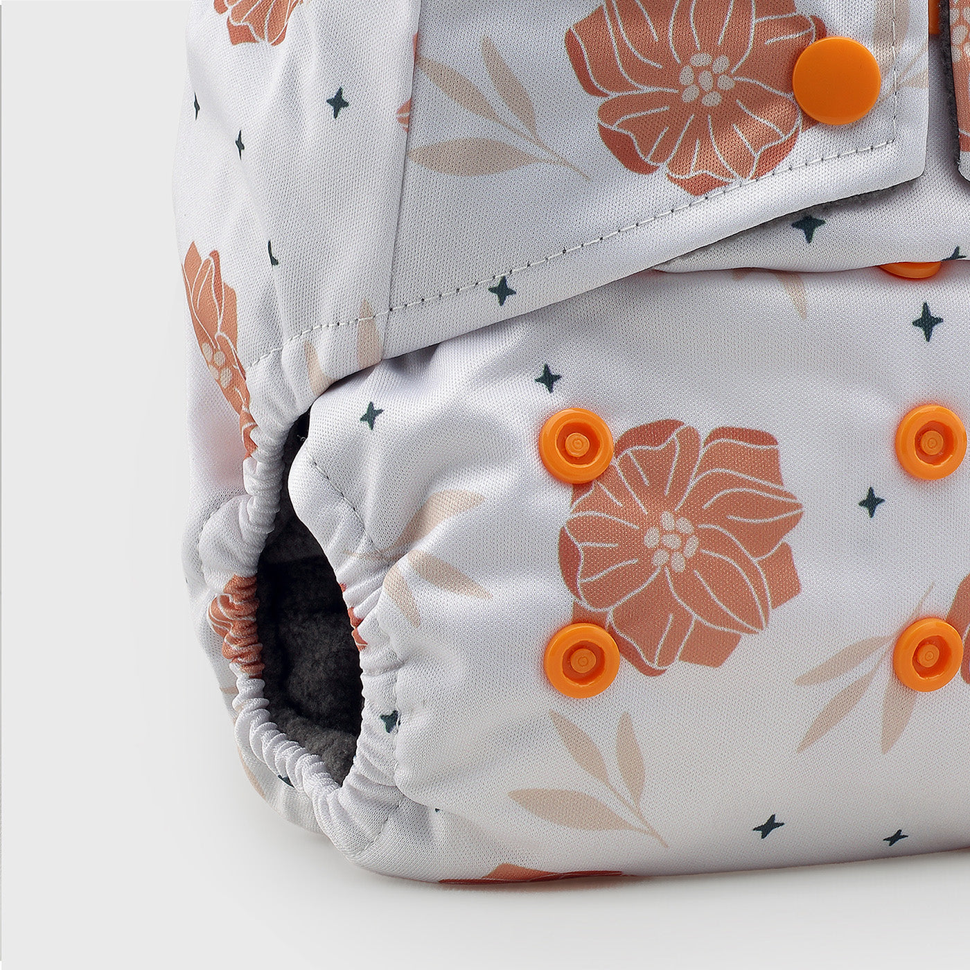 Rustic Rose Grey Polar Fleece Reusable Diaper