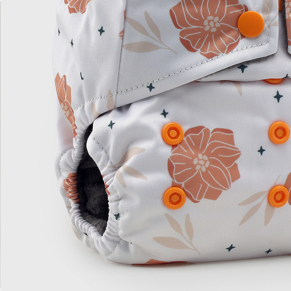 Rustic Rose Grey Polar Fleece Reusable Diaper