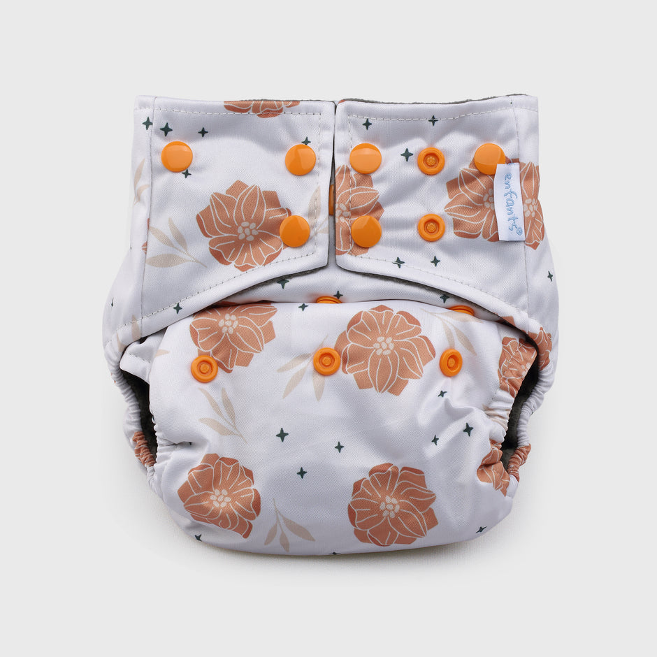 Rustic Rose Grey Polar Fleece Reusable Diaper