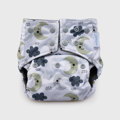 Sleepy Skies Grey Polar Fleece Reusable Diaper