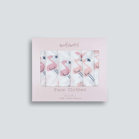 Flamingo Float Face Clothes 6 Pcs Pack