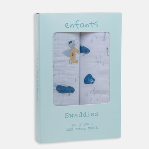 Splashy Sea Fun Swaddle 2 Pcs Pack