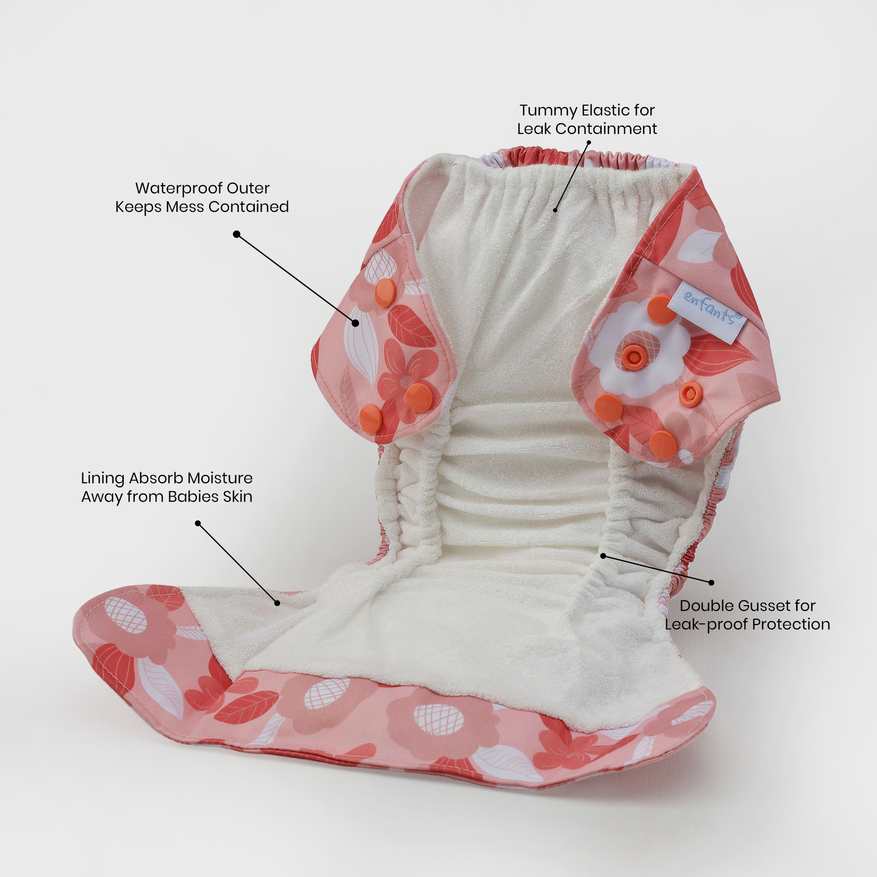 Coral Garden Natural Bamboo Reusable Diaper