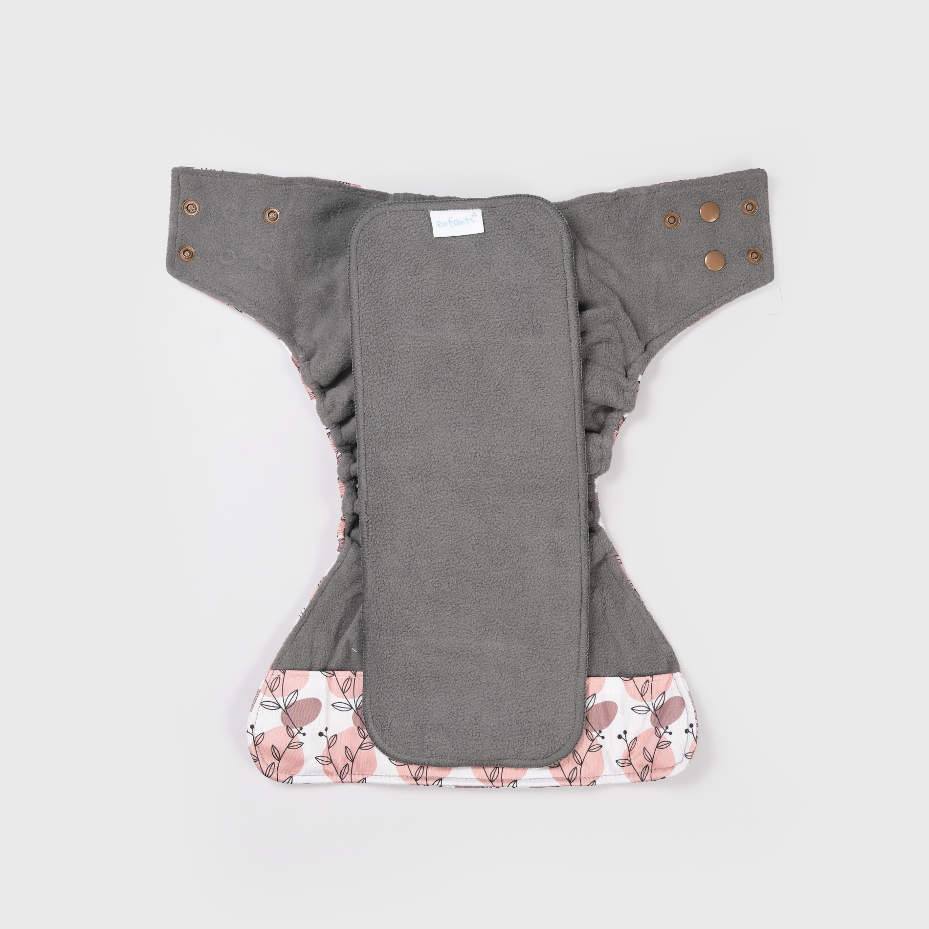 Terracitta Vine Grey Polar Fleece Reusable Diaper