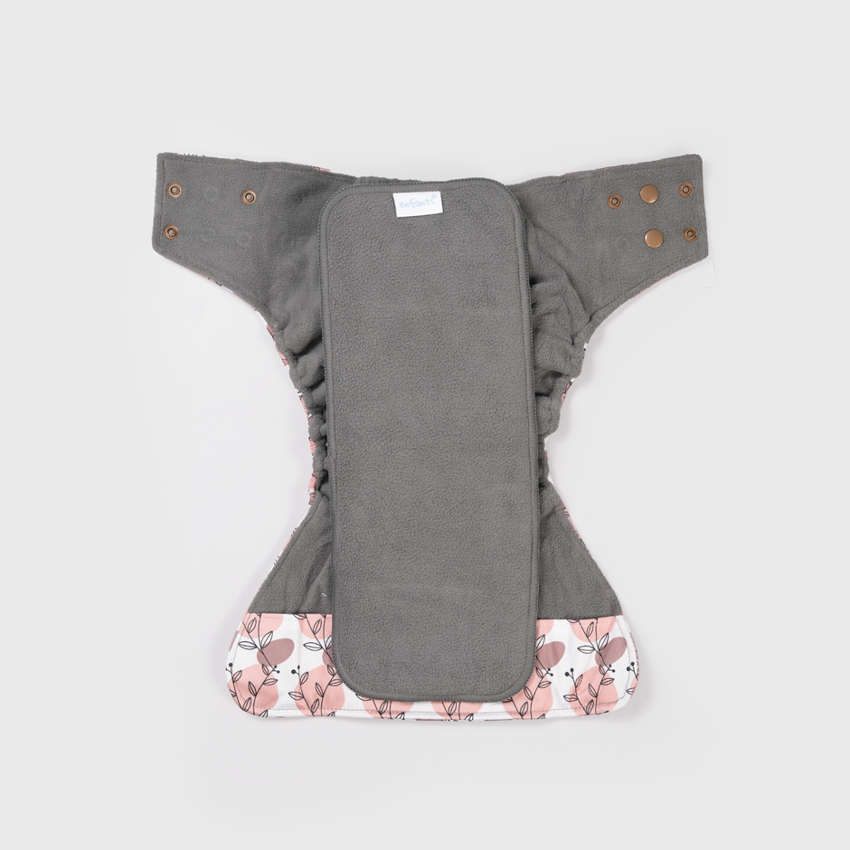 Terracitta Vine Grey Polar Fleece Reusable Diaper