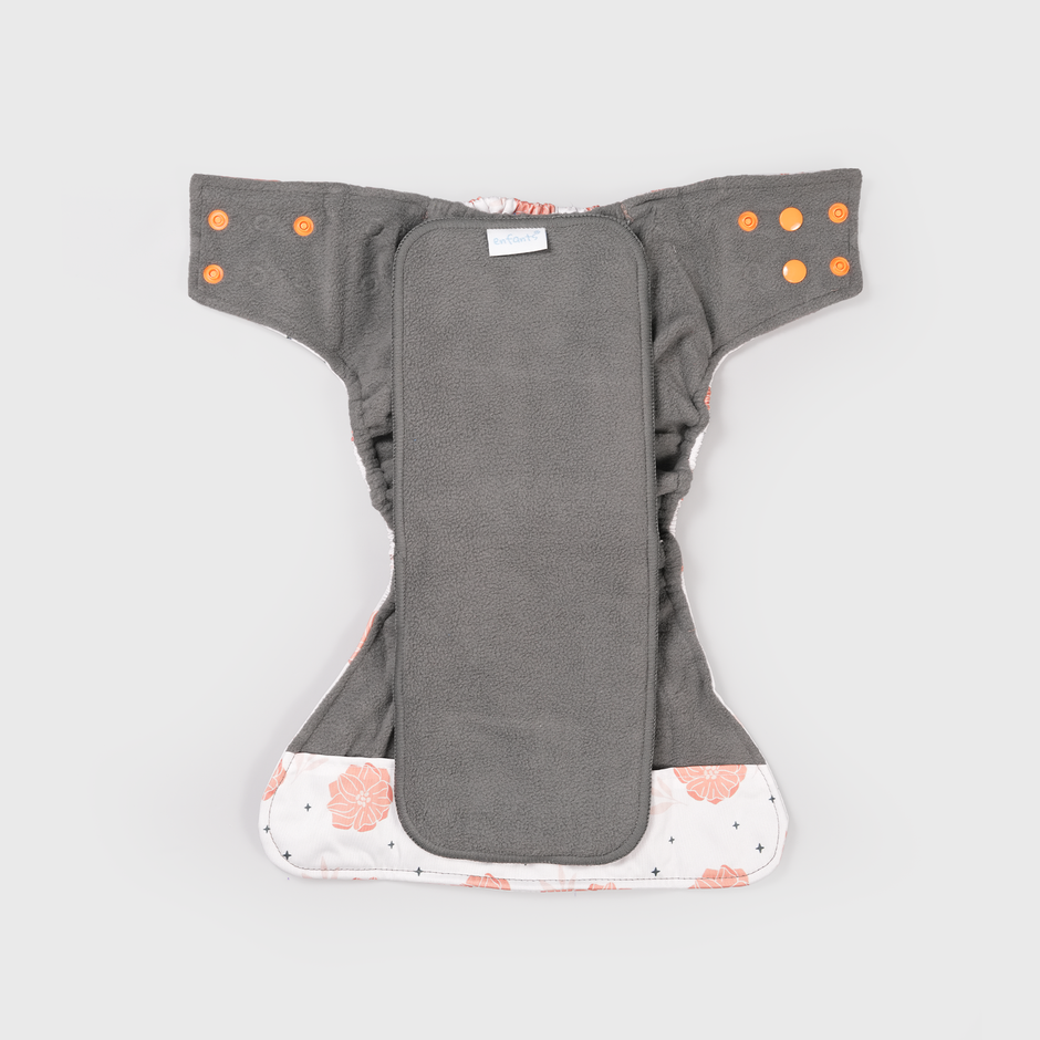 Rustic Rose Grey Polar Fleece Reusable Diaper