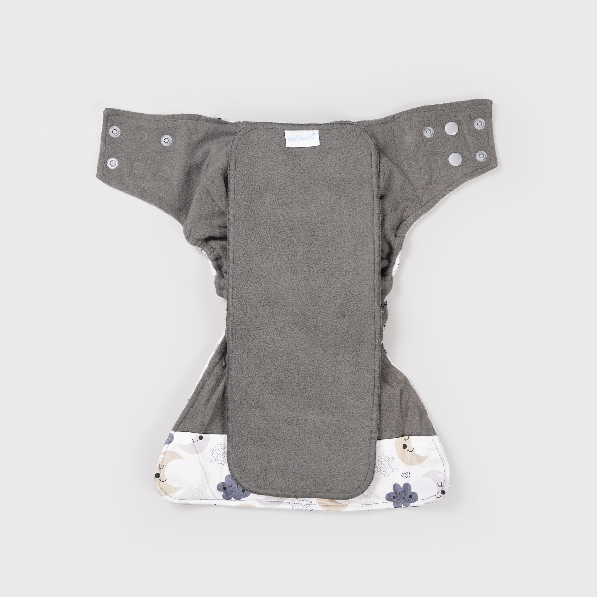 Sleepy Skies Grey Polar Fleece Reusable Diaper